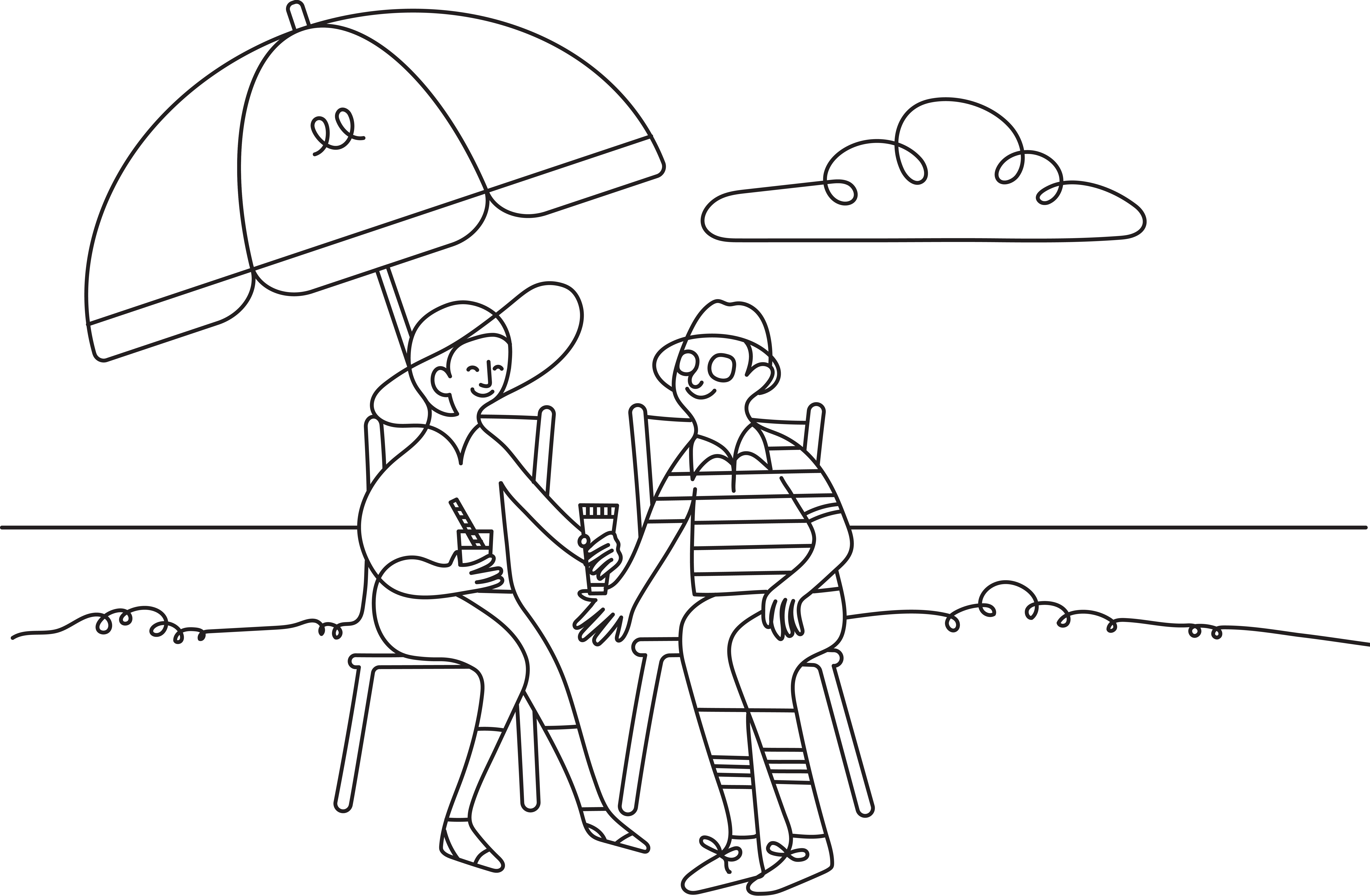 Couple relaxing on the beach